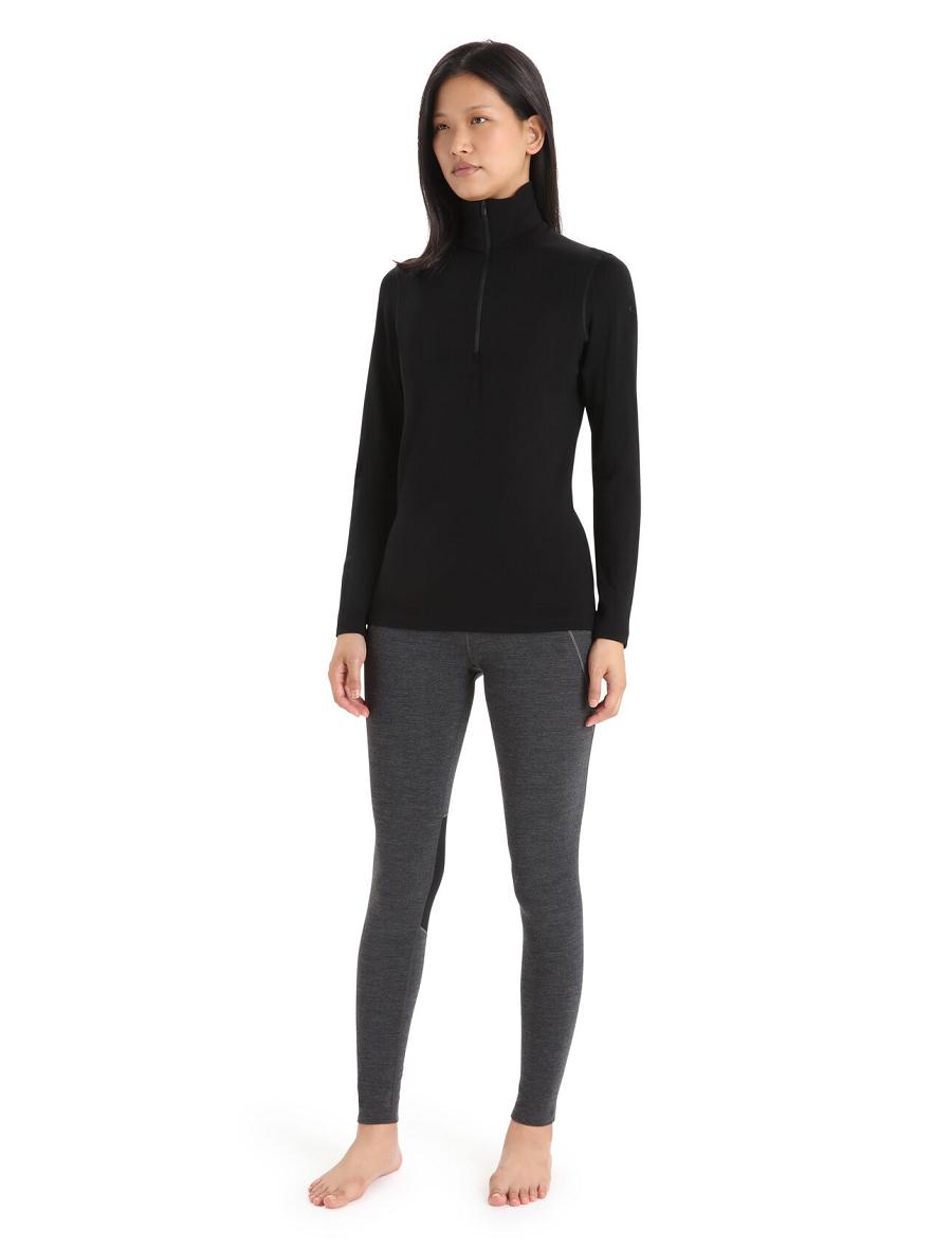 Black Icebreaker Merino 260 Tech Long Sleeve Half Zip Thermal Top Women's Base Layers | AU 1915FDNM